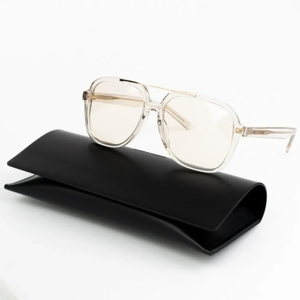NEW Saint Laurent SL545 002 Beige Light Yellow Pilot Unisex Sunglasses